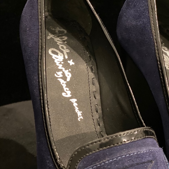 ALICE + OLIVIA Suede Platform Wedge Loafer - Navy - Picture 7 of 13